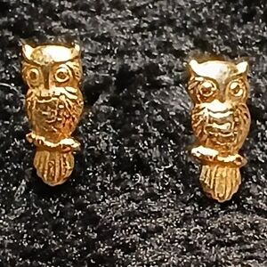 5$ Jewelry Gift Gold Owl Stud Earrings